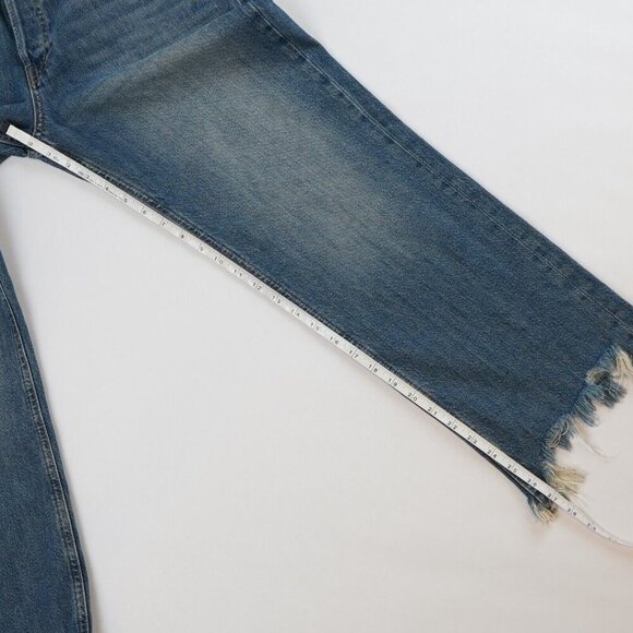 Free People Maggie Straight Leg Jeans Mid Rise Raw Hem - Size 30 - EUC - Picture 9 of 9